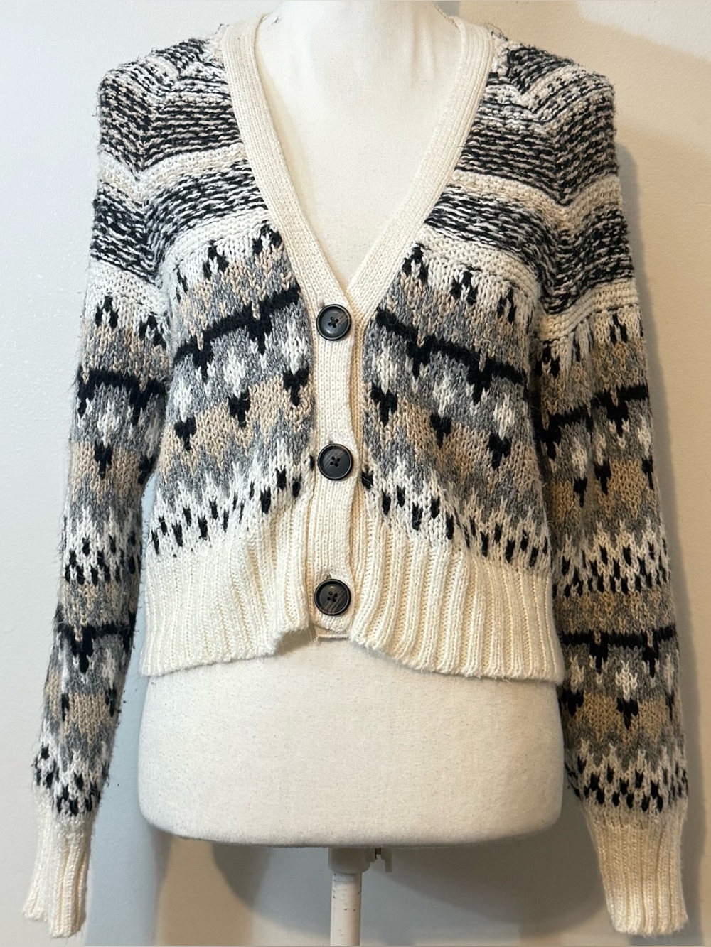 American Eagle Cropped Geometric Knit Cardigan Sweater Women’s Small
